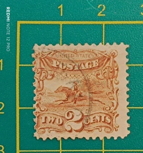 US Stamp 1869, Sc A35 #113, 2c brown, with G grill, used - Picture 1 of 9
