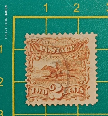 US Stamp 1869, Sc A35 #113, 2c brown, with G grill, used - Image 1 of 4