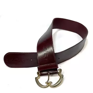 Damen AXCESS Burgund Größe L breiter Ledergürtel verziert Blumenmuster rot - Made in Italy - Bild 1 von 9