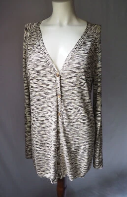 Cárdigan Kenneth Cole New York Algodón Seda Estático Patrón Mármol Marrón Crudo PM Foto 1 de 4