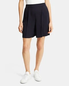 THEORY Plissee Pull-On Short aus gewaschenem Twill in marine, Größe 00,0 - Bild 1 von 3