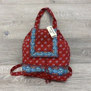 Americana by Sharif Backpack Quilted Red Paisley Floral Drawstring NWT - Picture 1 of 9