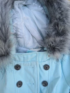 NWT Girls Dbl Breasted Hooded Poly Fleece  Knee Length Coat Sz 4/5 - Picture 1 of 7
