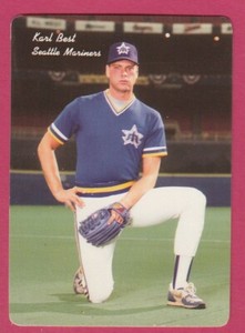 1986 Mothers Cookies # 19 Karl Best -- Seattle Mariners 