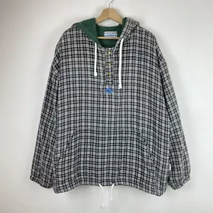 Vintage 90s Y2K Surf Hoodie Sweatshirt Purplehaze Australia Large Plaid Fleece - Picture 1 of 24