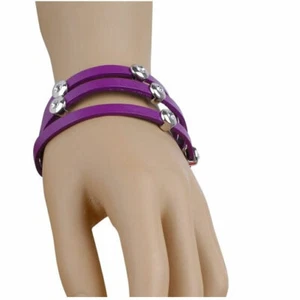 Lederarmband Dunkel Violett mit Verschluss Armband - Bild 1 von 2