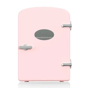 6L Portable Mini Fridge with Observation Window Warmer and Cooler 9 Cans Pink - Picture 1 of 8