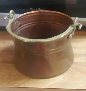 Antique Copper Bucket Handmade Brass Handle Riveted Bottom N.E. - Picture 1 of 5