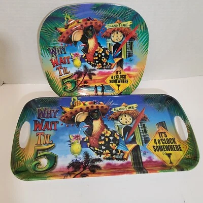 It's 4 O'clock Somewhere Why Wait Til 5 Plate And Platter Set Home Decor - Image 1 of 4