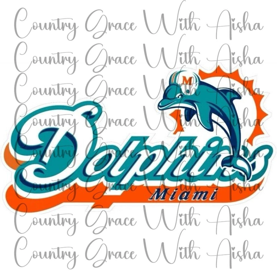 HANDMADE Sublimation Transfer Print Miami Dolphins Football Ready To Press Heat Transfer