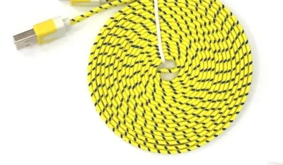 Fabric Braided flat Data Sync USB Charger Cable FOR MICRO-C TYPE REVERSIBLE PIN - Image 1 of 4