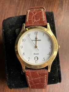Les Corbieres IT4143 Orologio Placcato Oro Cinturino Pelle Marrone Stainless Ste - Foto 1 di 5
