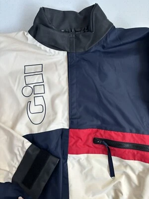 Pullover de vela Gill para hombre mediano vintage raro sellado azul crema y rojo Foto 1 de 4