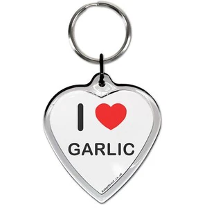 Garlic I Love Heart Shaped Key Ring (52mm x 36mm) - Picture 1 of 2