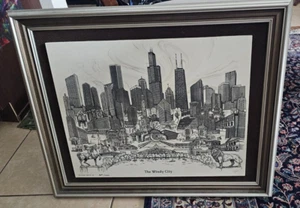 Grabado de mármol de Chicago Carol Blaess 1988 Windy City: raro: 369 de 1000 - Imagen 1 de 5