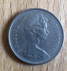 5 New Pence 1968 Elizabeth II England Grossbritannien Münze - Bild 1 von 2