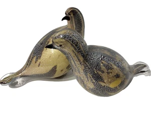 Pair of Doves Arte Murano Icet Gold Silver Flecks Glass Figurines Bird Venezuela - Picture 1 of 8