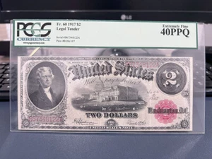 1917 $2 US Legal Tender Large Size Note Fr. 60 PCGS XF40 PPQ Bracelet Back (BJJ) - Picture 1 of 3