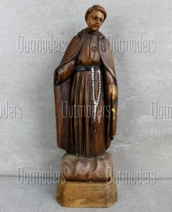 RARE Antique Saint St. Saint Gabriel Possenti Wood Carved Statue 6.75" Folk Art - Picture 1 of 20
