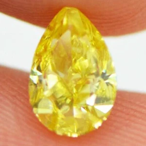 Pear Shape Diamond Fancy Yellow Color SI1 Loose Real Natural Enhance 1.00 Carat - Picture 1 of 11