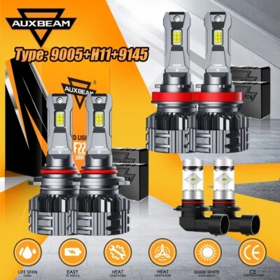 F22 Series 9005 H11 LED Headlight + H10 9145 Fog Light for Ford F-150 2015-2023 - Image 1 of 4