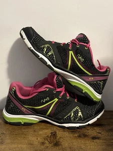 Ryka Shoes Mens 9 Vida RZX Training Sneakers Black Neon Lace Up Sports - Picture 1 of 7