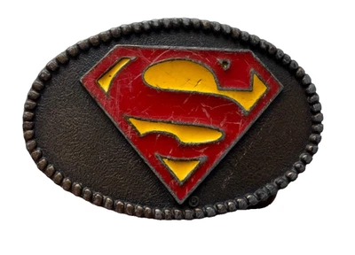 Hebilla de cinturón con logotipo de Lee Co. Superman 1980 - Hebilla de metal vintage de DC Comics Foto 1 de 4