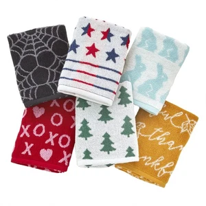 Seasonal Jacquard Hand Towel Gift Set, 6 Count, Multicolored - Foto 1 di 9