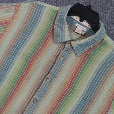 Carbon2Cobalt Shirt Mens XL Multi Color Striped Button Up Short Sleeve Casual - Image 1 of 4