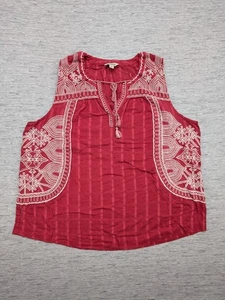 Lucky Brand Shirt Damen 2x bestickt Boho ärmellos Tank Top Quaste - Bild 1 von 8