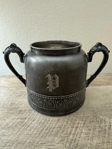 Vintage Pairpoint MFG CO Cuádruple Plato Amor Taza Olla Monograma “P” Plateado - Imagen 1 de 12