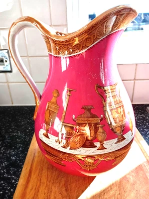 HUGE antique pitcher with Greek designs. No chips or cracks or crazing. - Image 1 of 4