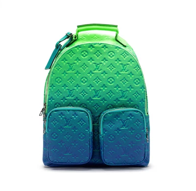 Nueva mochila Louis Vuitton Virgil Abloh azul y verde degradado ilusión Foto 1 de 4