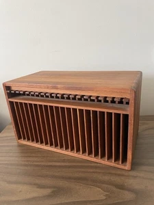 Vintage Kalmar Designs 20 Slot CD Holder Teak Wood MCM Storage Eject Buttons - Picture 1 of 16