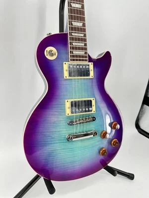 US Warehouse Chibson Gradient Purple Custom LP Electric Guitar Chrome Hardware - Image 1 of 4