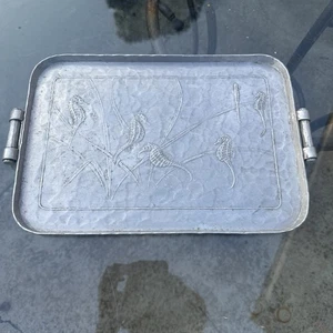 Bandeja de caballito de mar poco profunda de aluminio Arthur Armour 2 asas 9 por 13 pulgadas Bajo relieve - Imagen 1 de 10