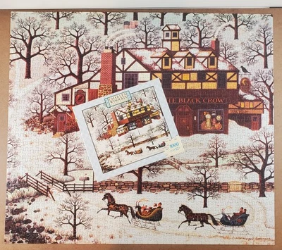 Charles Wysocki EVENING SLED RIDE 1000 PC Puzzle Hasbro MB COMPLETE - Image 1 of 4
