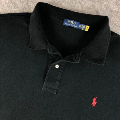 Ralph Lauren Men's 3XL Tall Black Cotton Polo Red Pony Short Sleeve - Image 1 of 4