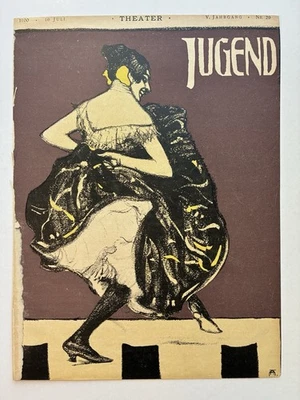 Lithograph Jugend German Magazine Cover Only Theater July 16 1900 Foto 1 de 2