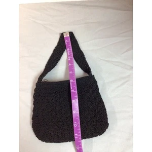 Crochet evening bag black, small (7x6), zipper closure - Picture 1 of 4