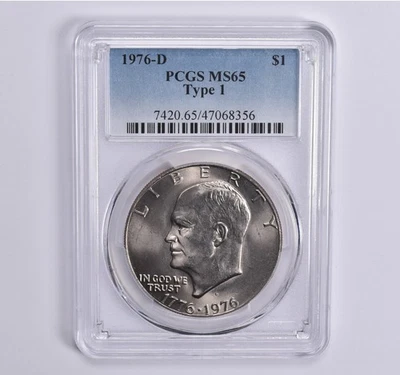 MS65 1976-D Type 1 Eisenhower Dollar Ike PCGS Blue Lbl *7033 - Image 1 of 4