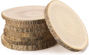 8 Stück 7-8 Zoll Holzscheiben, Naturholzscheiben für Mittelstücke groß unbehandelt - Bild 1 von 12