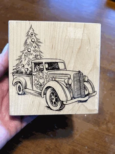 Stamp STAMPENDOUS W106 CHRISTMAS TRUCK Old Pick Up Christmas Tree Wreath Holiday - Picture 1 of 2