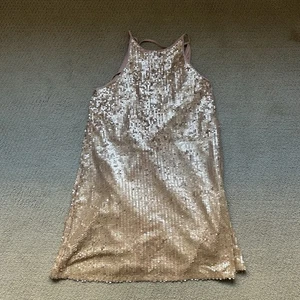 Forever 21 Damen Minikleid Gold Rosa Pailletten Vorne Cocktail Ärmellos Größe M - Bild 1 von 12