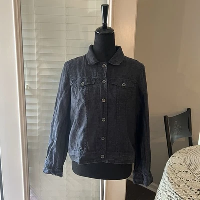 Eileen Fisher Women Jacket Large 100% Linen Cropped  - Image 1 of 4