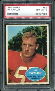 1960 Topps #52 Jim Taylor PSA 8 Green Bay Packers HOF LSU - Picture 1 of 1
