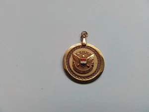 United Airlines 12K Gold Filled Employee Award Pendant 10 Yrs Service 1 Diamond - Picture 1 of 5