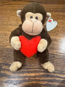 Ty Beanie Baby D'vine Monkey Valentine 2008 Herz Dschungel Liebe Schimpanse - Bild 1 von 11
