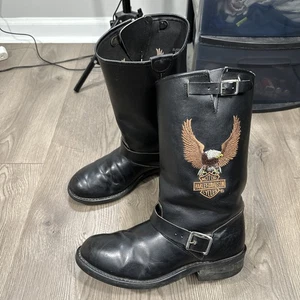 HARLEY-DAVIDSON Flying Eagle Harness Black Leather Engineer Moto Boot Size 8.5EE - Picture 1 of 10