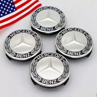 4PCS For Mercedes Benz Wheel Center Caps Emblem Rim Hub Cover Badge Logo Black✔️ - Image 1 of 4